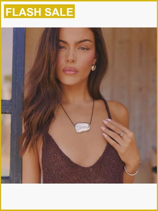 Adjustable Chunky Pendant Necklace Stainless Steel Leather Cord Statement - Picture 2 of 6